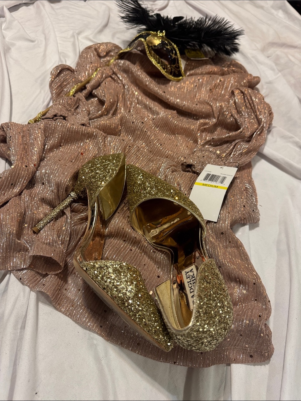 Ross Nina Leonard Rose Gold Shimmer Knit Dress